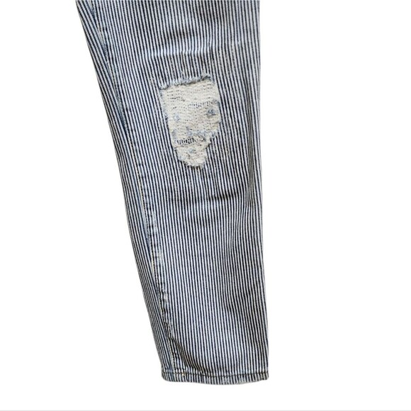 Free People Jeans Womens Size 27 Blue Cotton Striped Distressed Tapered Grunge - Picture 8 of 10